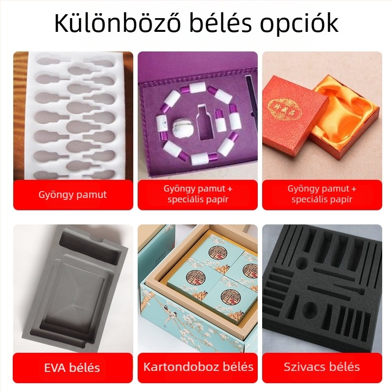 Mooncake stílusú személyre szabott ajándékdoboz, két részes fedéllel, kitűzőtartó