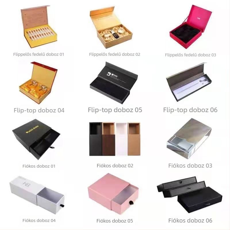 Mooncake stílusú személyre szabott ajándékdoboz, két részes fedéllel, kitűzőtartó