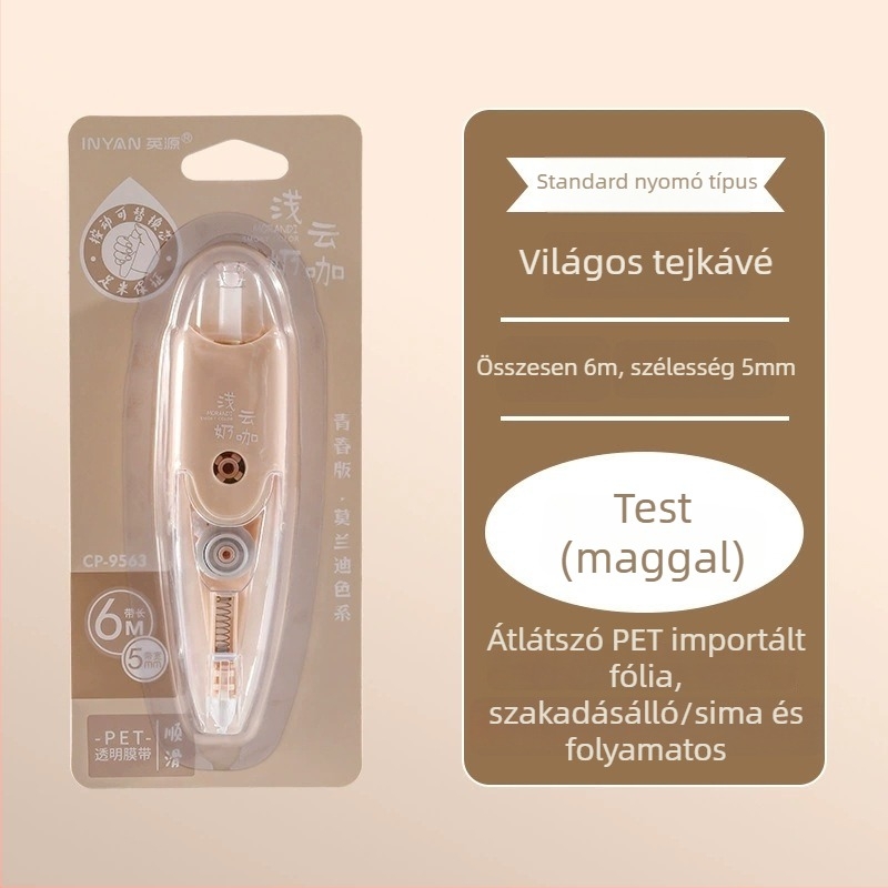 Kreatív, minimalist Push korrigáló szalag, 6 m, hordozható, nagy kapacitású, cserélhető maggal a diákok számára