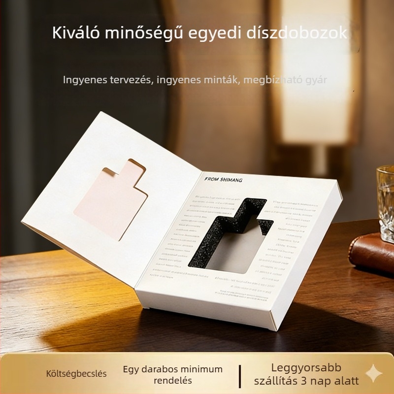 Személyre szabott kozmetikai ajándékdoboz flip-tetővel és fiókos résszel.