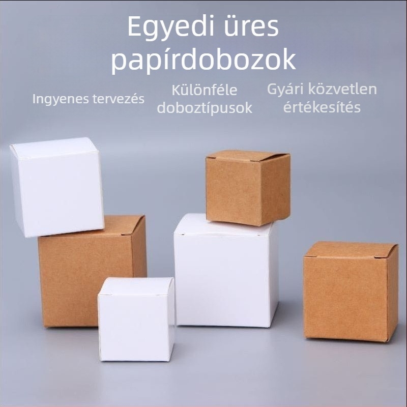 Fehér kartondoboz kraftpapírból, ajándékdoboz, termékcsomagolás, ofszetnyomás