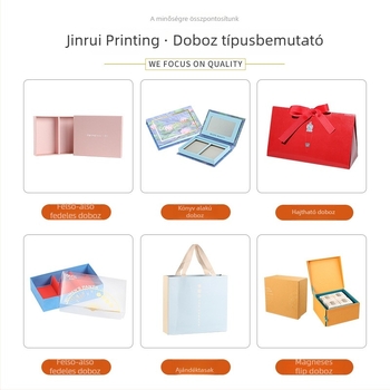 Személyre szabott ékszer ajándék doboz nyitható fedéllel, színes nyomtatás és forró pecsét logóval, kozmetikai csomagolás