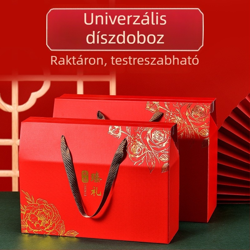 Tavaszi Fesztivál csomagoló doboz, kész ajándékdoboz, Sütemény- és gyümölcs ajándékdoboza, üres doboz, prémium kartondoboz, nassoló doboz