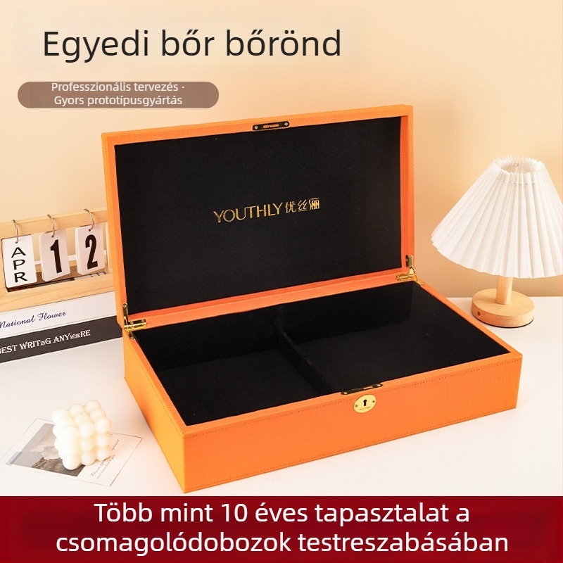 PU bőr ajándékdoboz teának, dióféléknek és mooncakes-nek — testre szabható luxus bőr doboz