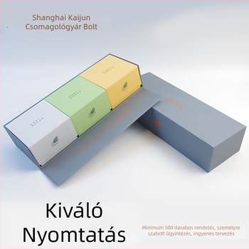Kaijun Fehér kartonból készült ajándékdoboza két részes fedéllel, négy színű nyomtatás, UV bevonat