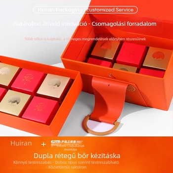 Új 2026-os Mid-Autumn Mooncake ajándékdobo z vörösboros csomagolással, prémium bőr tok