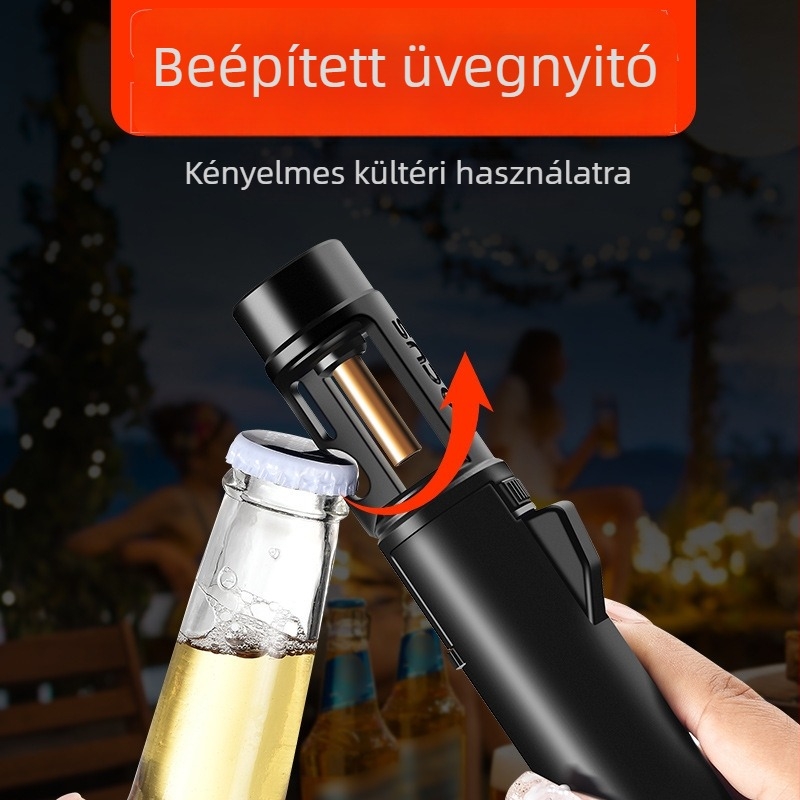 SG013 Szélálló gyújtó cigarehoz, hordozható spraypisztollyal, kültéri grillhez és palacknyitóval