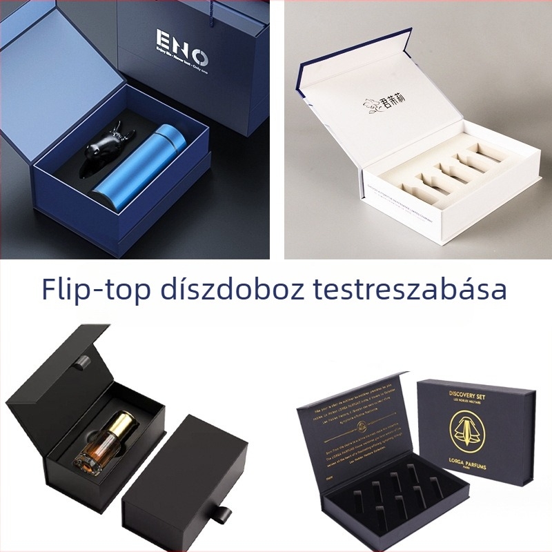 Prémium könyv-formájú ajándékdoboz dupla nyitással teához, illóolajokhoz, kozmetikumokhoz és termosz pohárhoz