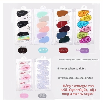 Tanulóknak szóló javító szalag íráshoz, elegáns mini kivitel, sima és hordozható, 6 darabos csomag