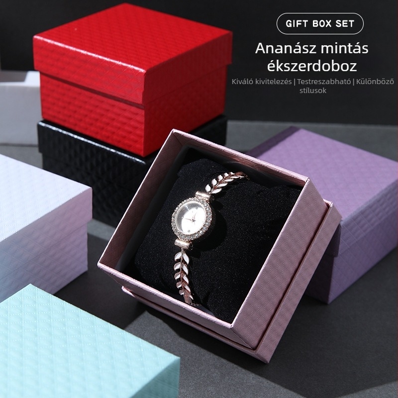 Óra- és karkötő ékszerdoboz, 9x9 cm papírdoboz tároló