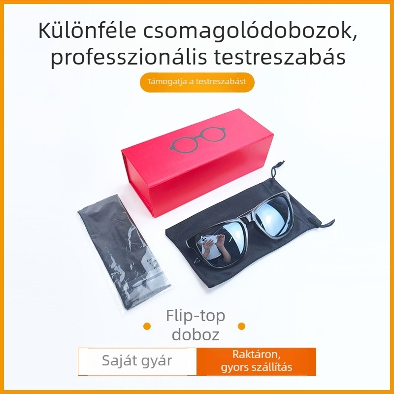 Nyitható szemüveg csomagoló doboz nyomtatható logóval, univerzális kartondoboz szemüvegekhez