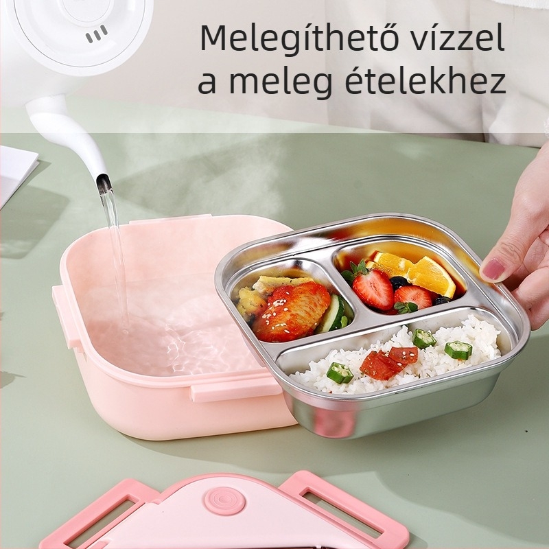304 rozsdamentes acélból készült hőszigetelt ebédes doboz, koreai stílusú friss dizájn, diákok és dolgozók számára, fedéllel