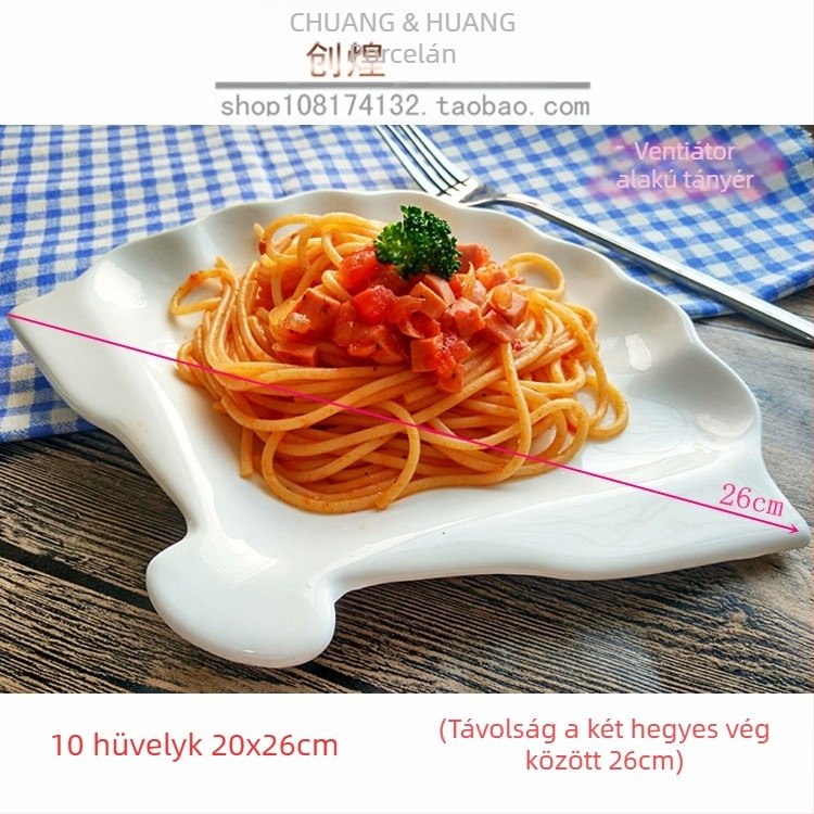 Fehér porcelán tányér, nyugati stílusú steak-tányér kreatív dizájnnal, szabálytalan formájú tányér desszertekhez és hideg ételekhez.