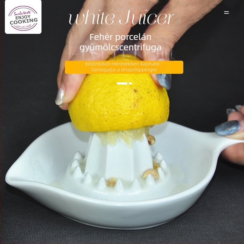 Multifunkcionális mini kézi citrusprés - citrom és narancs levének szétválasztóval, kézi facsaró, háztartási gyümölcslé pohár, porcelán