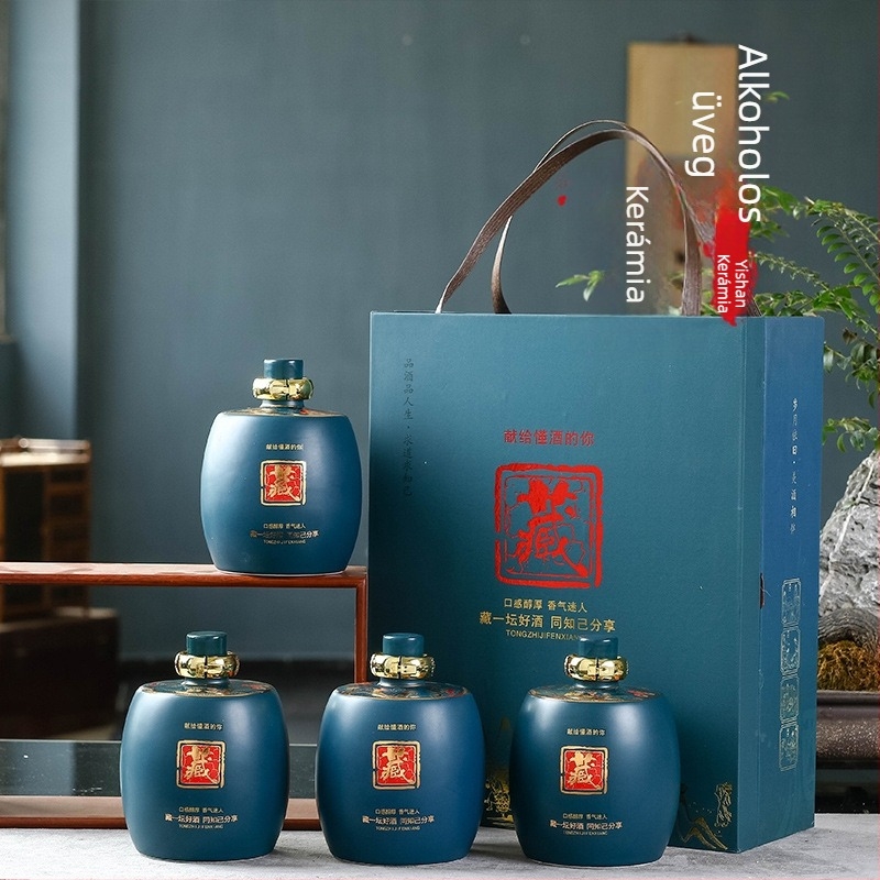 Jingdezhen kerámia borosüveg zárható fedéllel - antik stílusú fehérboros tartály, 1 kg, 1,5 kg és 2,5 kg kapacitással