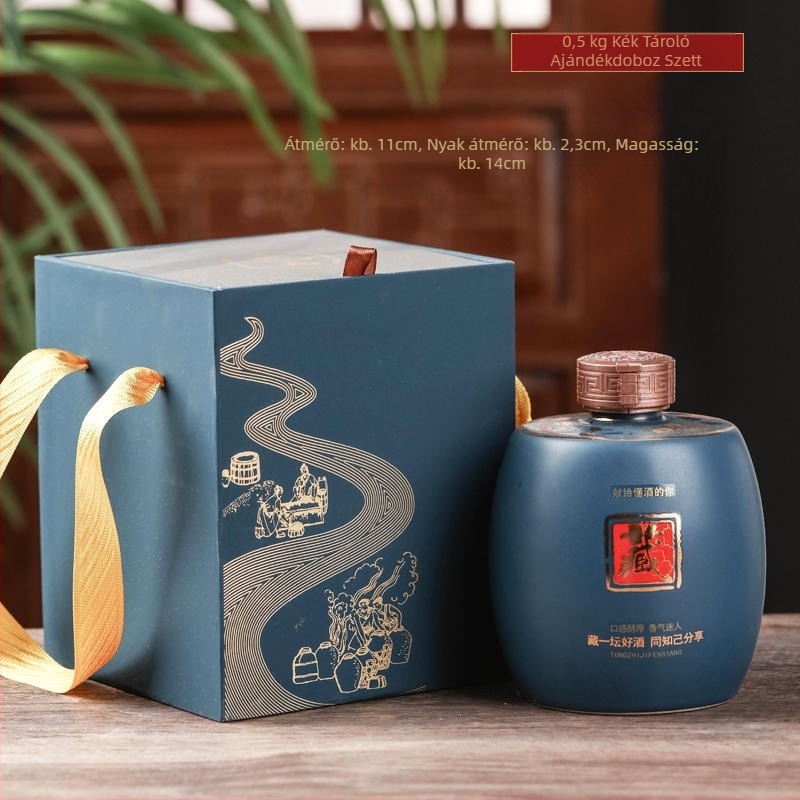 Jingdezhen kerámia borosüveg zárható fedéllel - antik stílusú fehérboros tartály, 1 kg, 1,5 kg és 2,5 kg kapacitással
