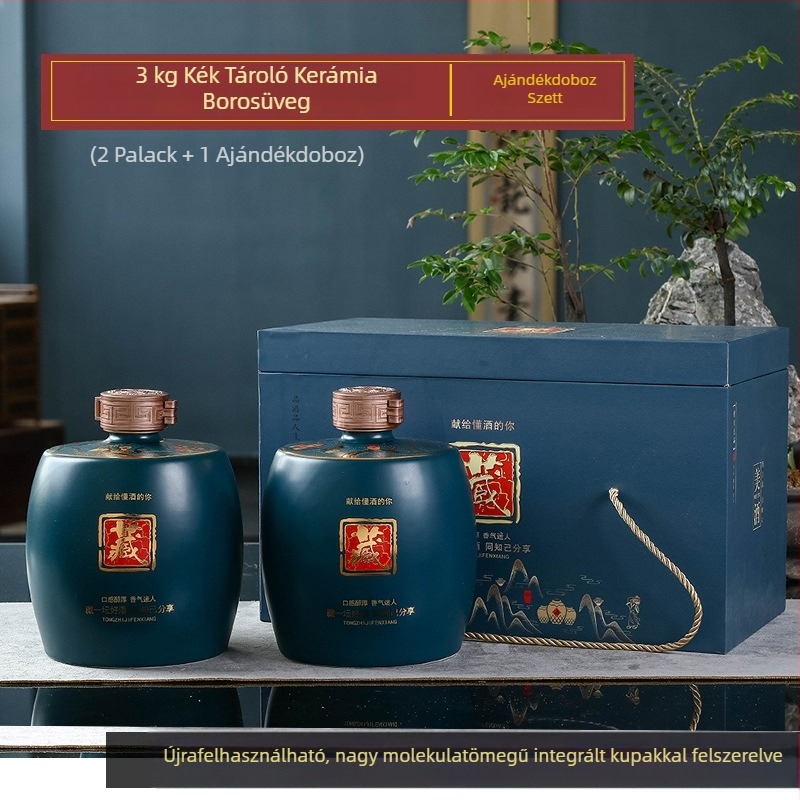 Jingdezhen kerámia borosüveg zárható fedéllel - antik stílusú fehérboros tartály, 1 kg, 1,5 kg és 2,5 kg kapacitással