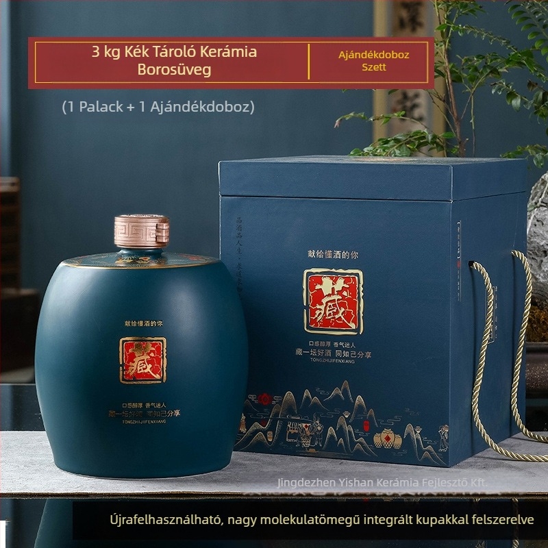 Jingdezhen kerámia borosüveg zárható fedéllel - antik stílusú fehérboros tartály, 1 kg, 1,5 kg és 2,5 kg kapacitással