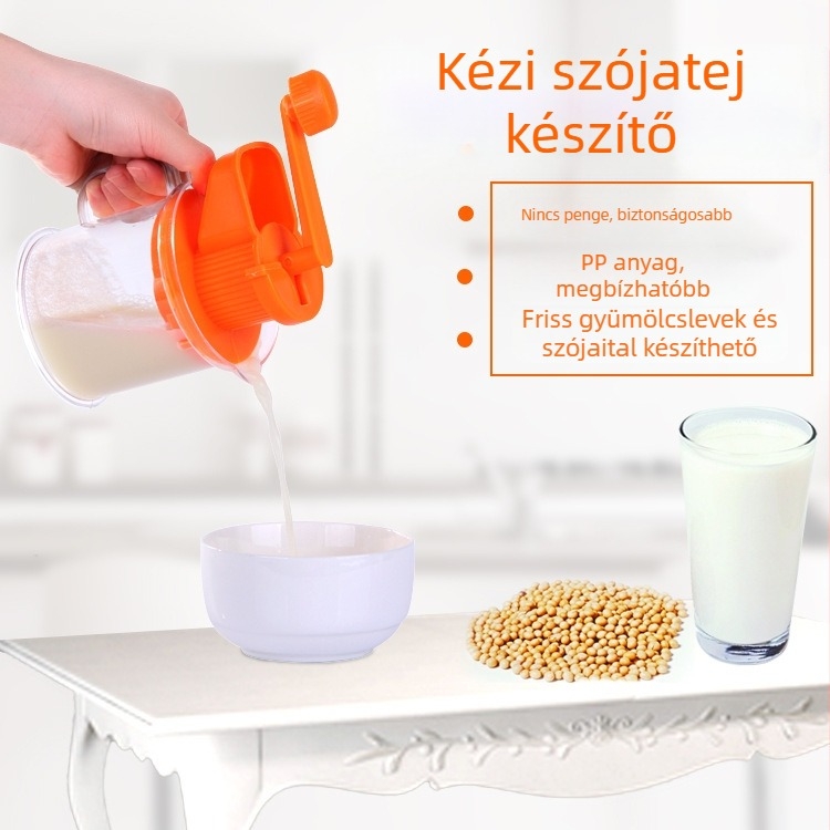 Kézi szójatej-készítő és gyümölcslé facsaró, kompakt mini kézi készülék otthoni használatra