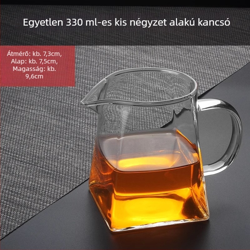Vastagított hőálló üvegből készült teáskanna beépített szűrővel és kis zöld mandarin szeparátorral a Gongfu tea elkészítéséhez