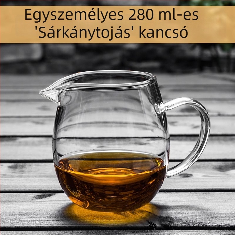 Vastagított hőálló üvegből készült teáskanna beépített szűrővel és kis zöld mandarin szeparátorral a Gongfu tea elkészítéséhez