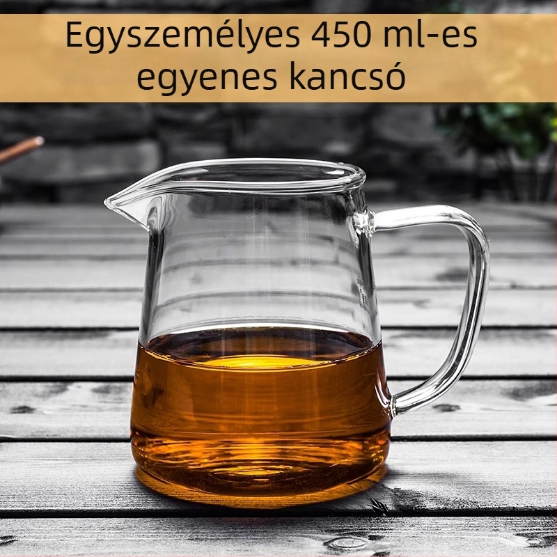 Vastagított hőálló üvegből készült teáskanna beépített szűrővel és kis zöld mandarin szeparátorral a Gongfu tea elkészítéséhez