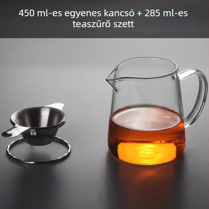 Vastagított hőálló üvegből készült teáskanna beépített szűrővel és kis zöld mandarin szeparátorral a Gongfu tea elkészítéséhez