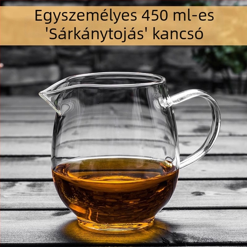 Vastagított hőálló üvegből készült teáskanna beépített szűrővel és kis zöld mandarin szeparátorral a Gongfu tea elkészítéséhez