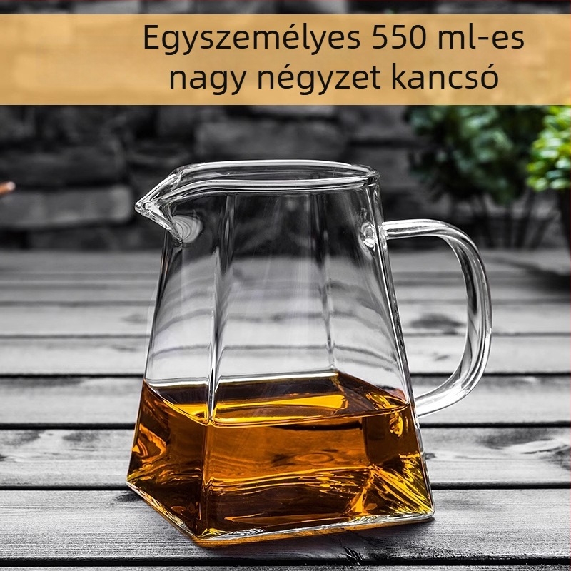 Vastagított hőálló üvegből készült teáskanna beépített szűrővel és kis zöld mandarin szeparátorral a Gongfu tea elkészítéséhez