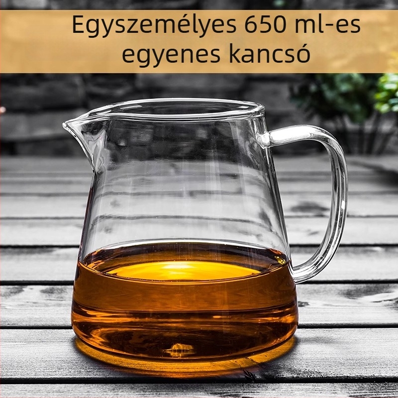 Vastagított hőálló üvegből készült teáskanna beépített szűrővel és kis zöld mandarin szeparátorral a Gongfu tea elkészítéséhez