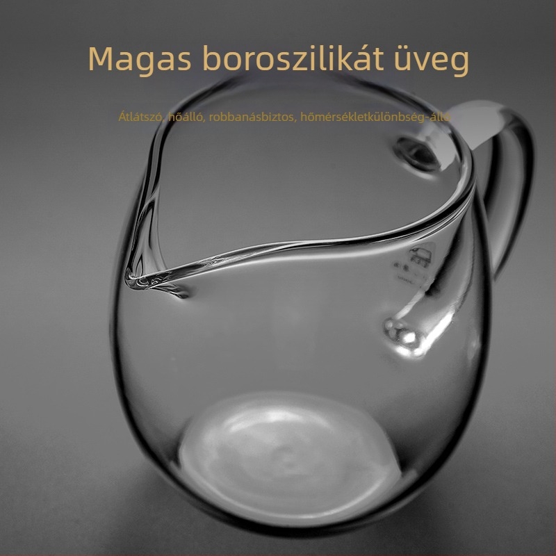 Vastag falú hőálló üvegből készült teáskészlet, szűrővel és elválasztóval, átlátszó otthoni teáskiegészítő