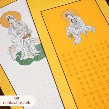 Szív Szútra színes illusztrációkkal a meditációhoz – Kis méretű szabályos írás gyakorlófüzet akasztó tekercshez