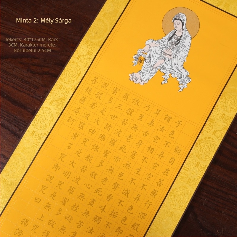 Szív Szútra színes illusztrációkkal a meditációhoz – Kis méretű szabályos írás gyakorlófüzet akasztó tekercshez