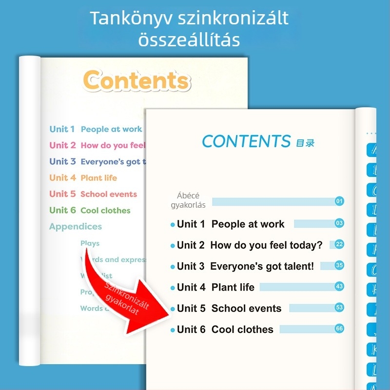 ShaoZe Culture Kemény tollal írt kalligráfia gyakorlófüzet – angol nyelv, PEP kiadás, 3–6. osztály