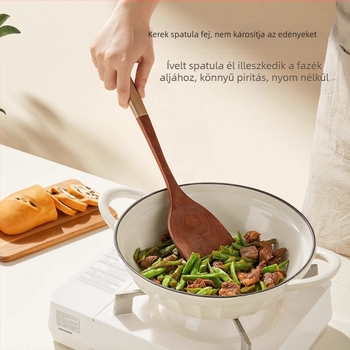 Fából készült spatula tapadásmentes serpenyőkhöz, fekete diófából készült spatula, hőálló konyhai spatula