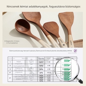 Fából készült spatula tapadásmentes serpenyőkhöz, fekete diófából készült spatula, hőálló konyhai spatula
