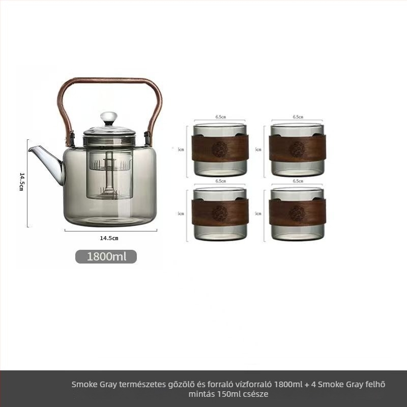Üveges teáskanna, 2000 ml, nagy kapacitás, vastag falú, hőálló üveg, teafőzéshez