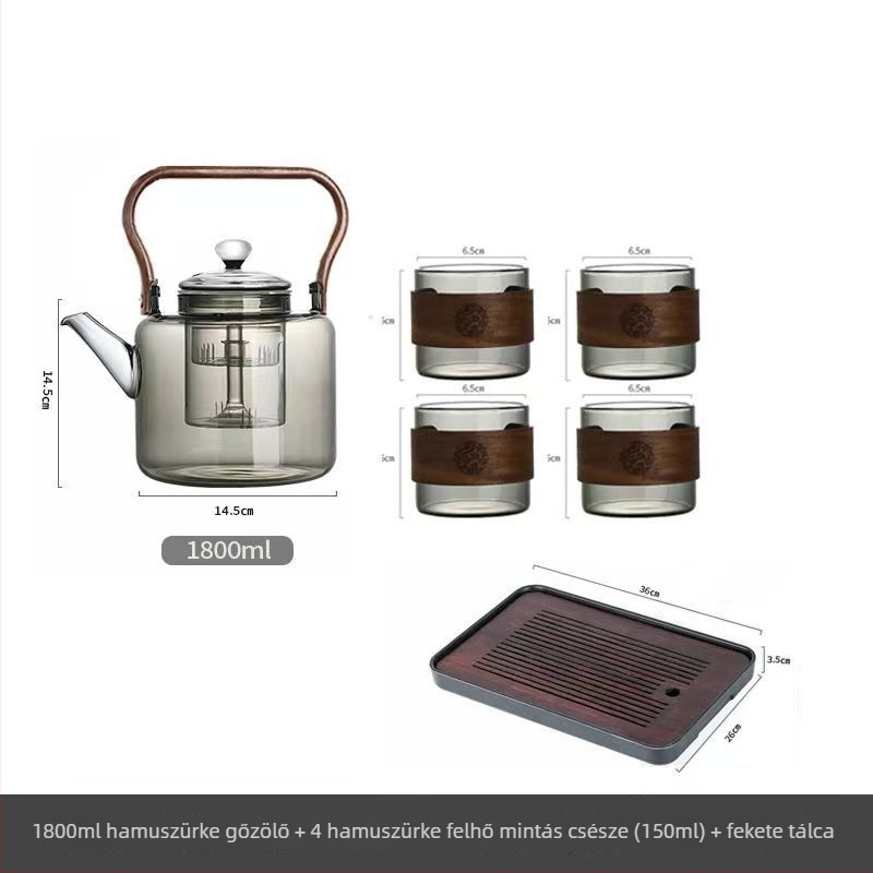 Üveges teáskanna, 2000 ml, nagy kapacitás, vastag falú, hőálló üveg, teafőzéshez
