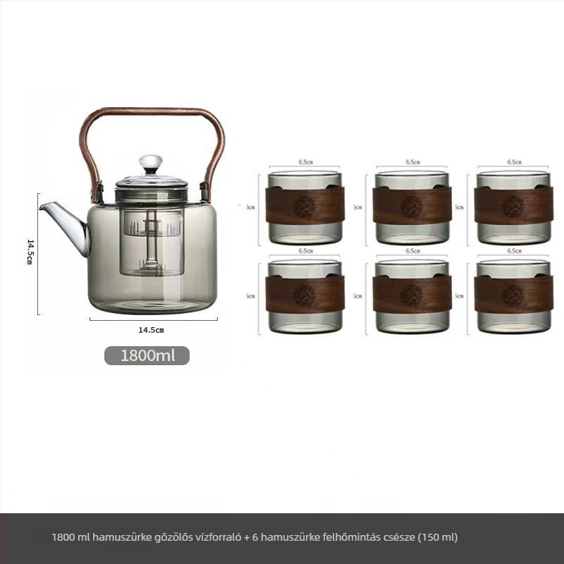Üveges teáskanna, 2000 ml, nagy kapacitás, vastag falú, hőálló üveg, teafőzéshez