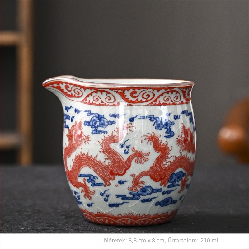 Kék‑fehér porcelán teáscsésze és teás tálca – retro kerámia teáskészlet otthoni gongfu tea ceremóniához
