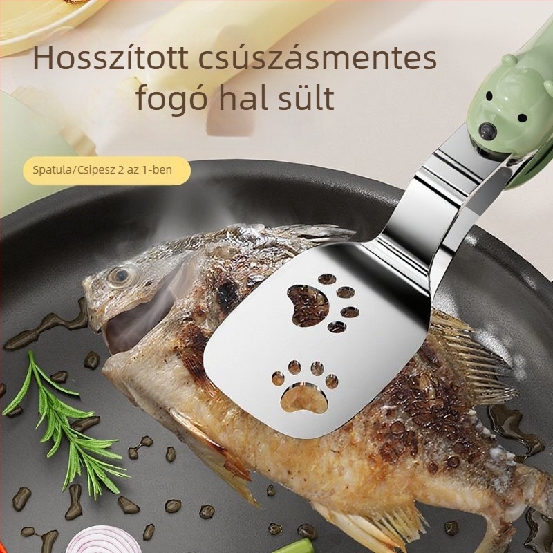 Rozsdamentes acél sütő-spatula halakhoz, többfunkciós grill spatula steakhez és palacsintákhoz