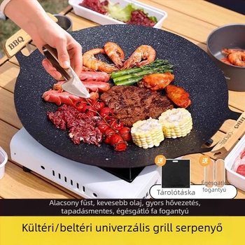 Koreai BBQ grilllemez otthoni használatra — hordozható vasból készült grillfelület kazettás tűzhelyhez és kempingezéshez