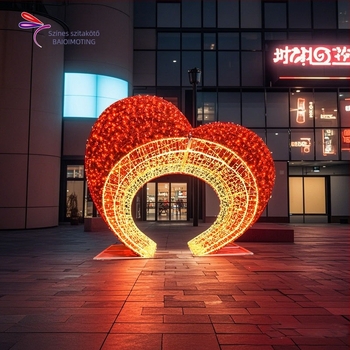 LED szív alakú ív – 3D dekoratív lámpa kültéri használatra, nagy fényű dísz parkokhoz és bevásárlóközpontokhoz