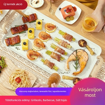Otthoni használatra szánt elektromos füstmentes grillsütő serpenyő, tapadásmentes felülettel, koreai stílusú, mindent egyben grill és halas serpenyő