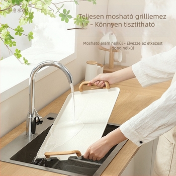 Otthoni használatra szánt elektromos füstmentes grillsütő serpenyő, tapadásmentes felülettel, koreai stílusú, mindent egyben grill és halas serpenyő
