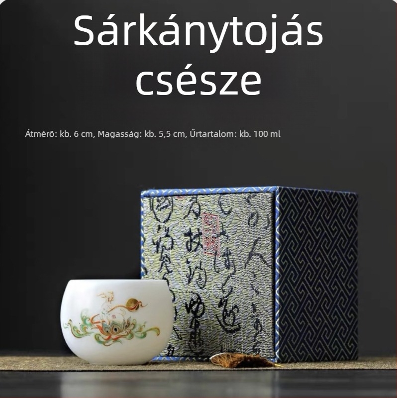 Jégkristály porcelán mestercsésze teához Kung-Fu, egyedi porceláncsésze, elegáns üzleti ajándék díszdobozban