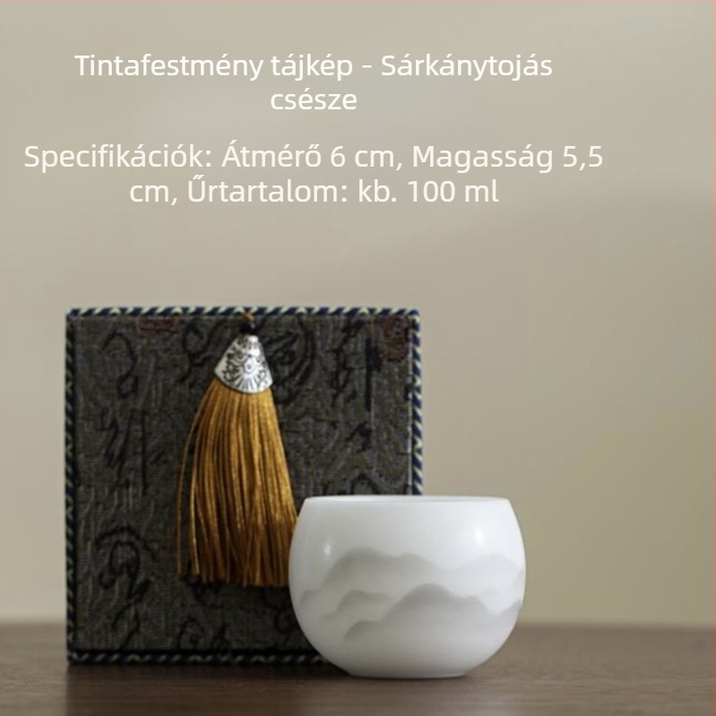 Jégkristály porcelán mestercsésze teához Kung-Fu, egyedi porceláncsésze, elegáns üzleti ajándék díszdobozban