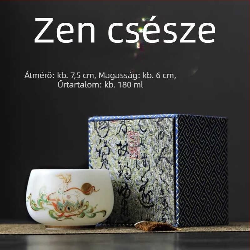 Jégkristály porcelán mestercsésze teához Kung-Fu, egyedi porceláncsésze, elegáns üzleti ajándék díszdobozban