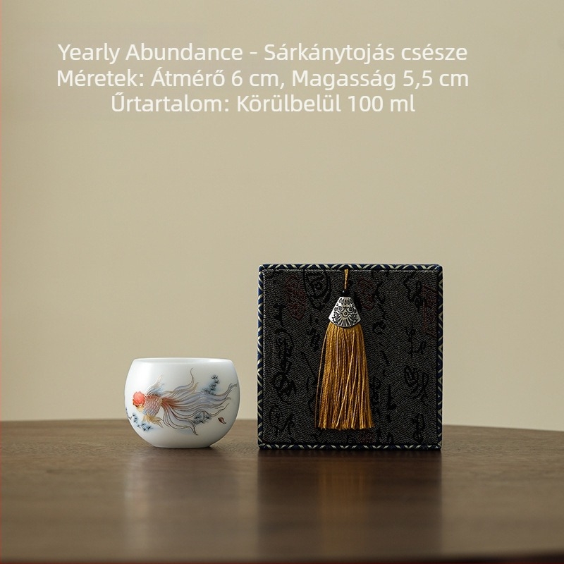 Jégkristály porcelán mestercsésze teához Kung-Fu, egyedi porceláncsésze, elegáns üzleti ajándék díszdobozban