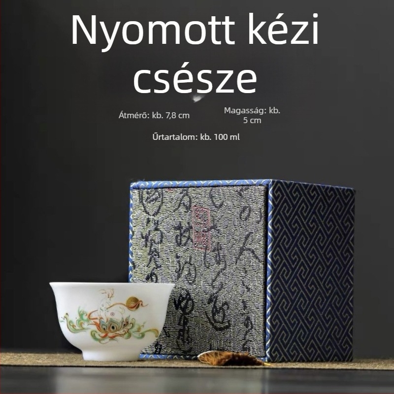 Jégkristály porcelán mestercsésze teához Kung-Fu, egyedi porceláncsésze, elegáns üzleti ajándék díszdobozban